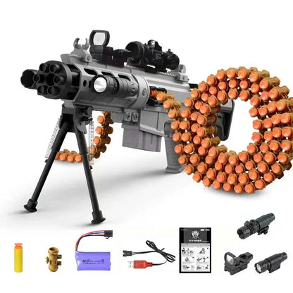 Belt-Fed Electric Automatic Gatling Sytle Rifle Foam Dart Blaster-m416gelblaster-gray-m416gelblaster