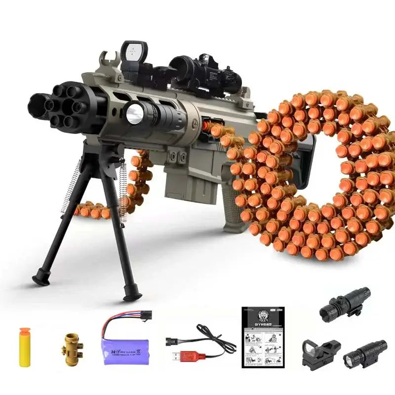 Belt-Fed Electric Automatic Gatling Sytle Rifle Foam Dart Blaster-m416gelblaster-tan-m416gelblaster