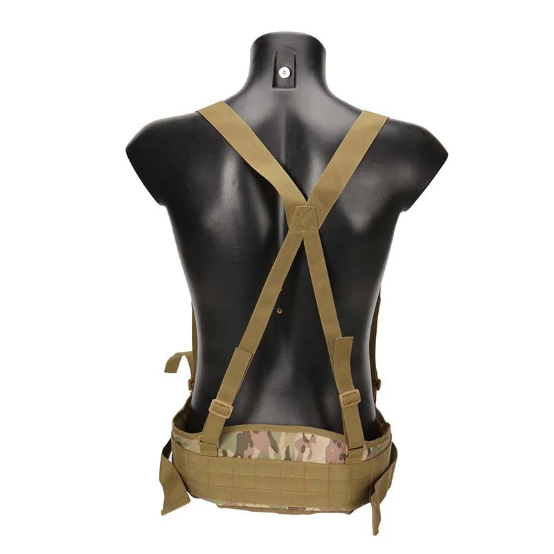 Camouflage Suspenders Tactical Molle Padded Waist Belt