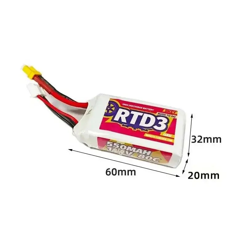 JIKEY RTD3 XT30 550mAH 80C 14.8V Lipo Battery-m416gelblaster-m416gelblaster