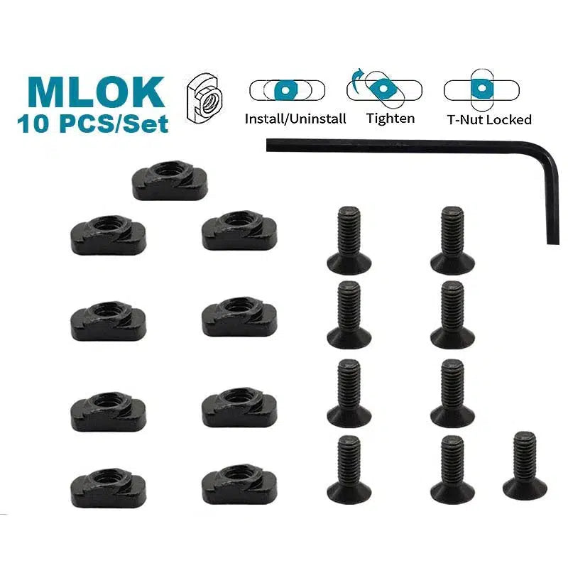 Keymod M-LOK T-Nut Rail M4 M5 Screws Set 10pcs-m416gelblaster-m4 m-lok-m416gelblaster