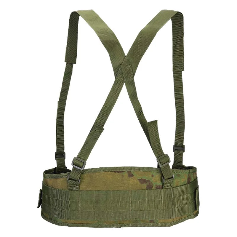 Camouflage Suspenders Tactical Molle Padded Waist Belt