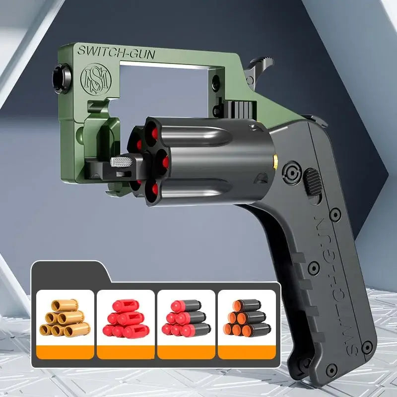 Soft Bullet Switch Gun Foldable Revolver Single Action Blaster