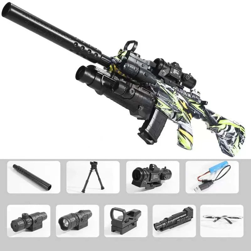 M416 Graffiti Gel Ball Blaster Water Beads Shooter w/ Multiplue Skins-m416gelblaster-green-m416gelblaster