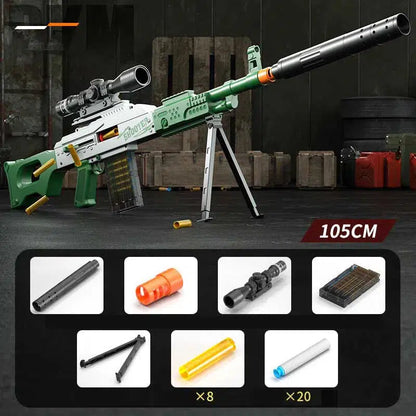 Electric PKM Shell Throwing LMG Foam Dart Toy Gun-m416gelblaster-manual green-m416gelblaster