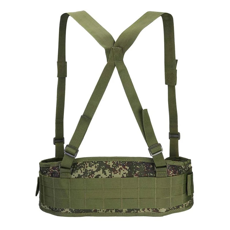 Camouflage Suspenders Tactical Molle Padded Waist Belt