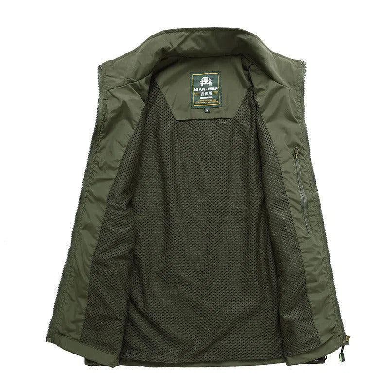 Men Multi Pocket Fishing Vest Breathable Quick Dry Sleeveless