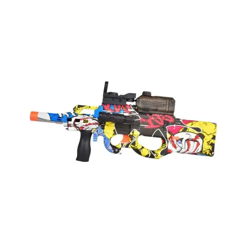 Large P90 Electric Hopper Fed Orbeez Toy Gun with Universe Skin-m416gelblaster-graffiti yellow-m416gelblaster